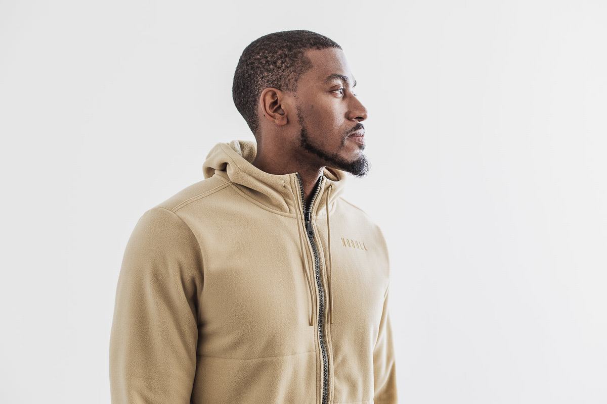 Nobull Arctic Zip-up Men\'s Jackets Beige | Australia (RX2749)